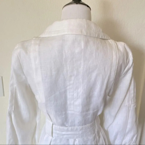 ZARA White 100%  Linen Belted Summer Jacket Small - Picture 5 of 15